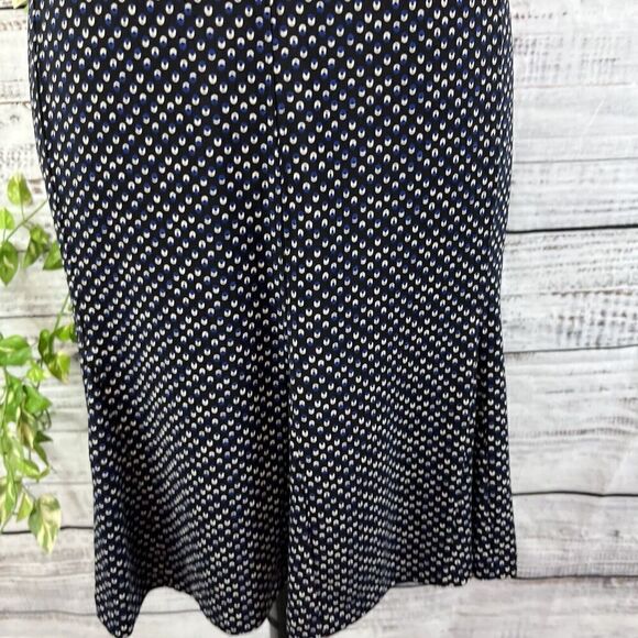 Talbots Skirt size 16 Pet Black Blue Polka Dots Slinky Above Knee Flared Stretch - Picture 7 of 13